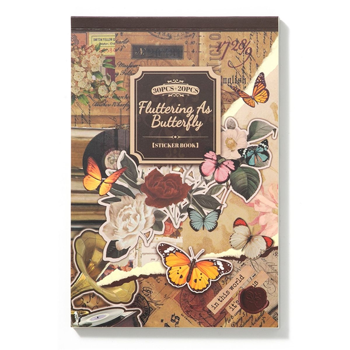Scrapbooking Decoration Vintage Sticker Book, Butterfly 2407