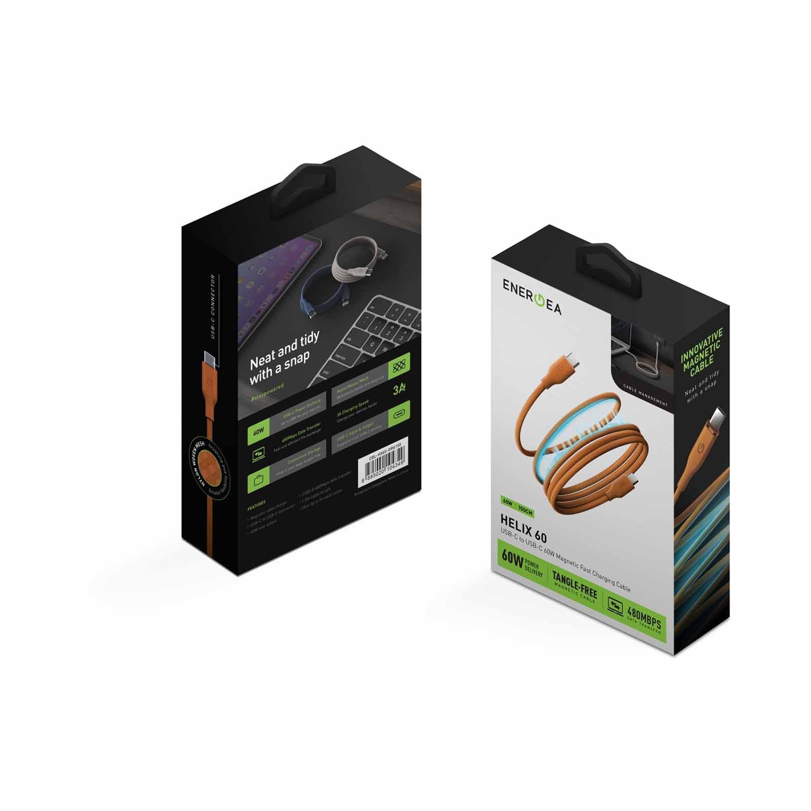 Energea Helix 60 C-C 60W Magnetic Cable 1.5M (Orange)