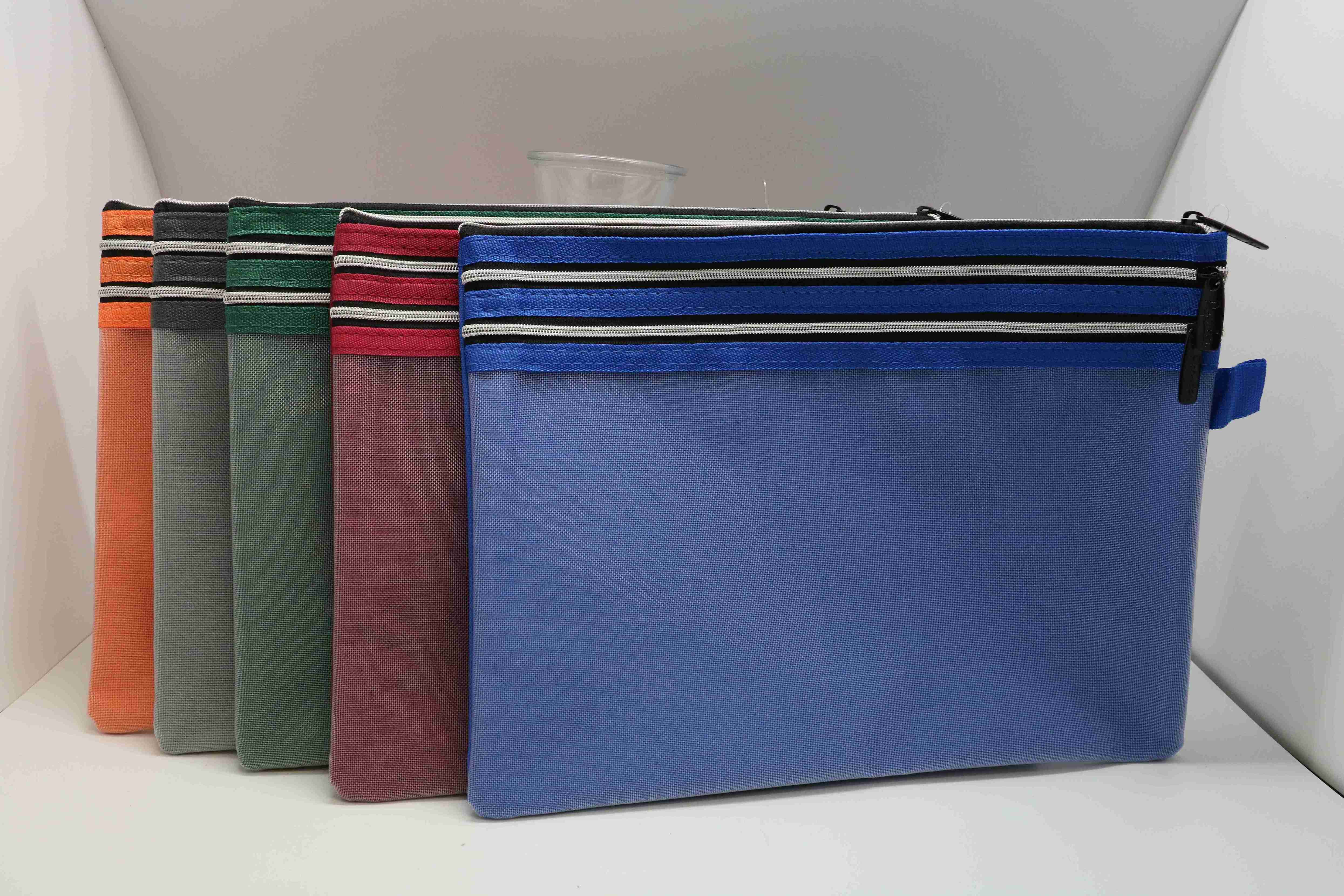 POP BAZIC Solid White Mesh 3 Zipper Pouch A4