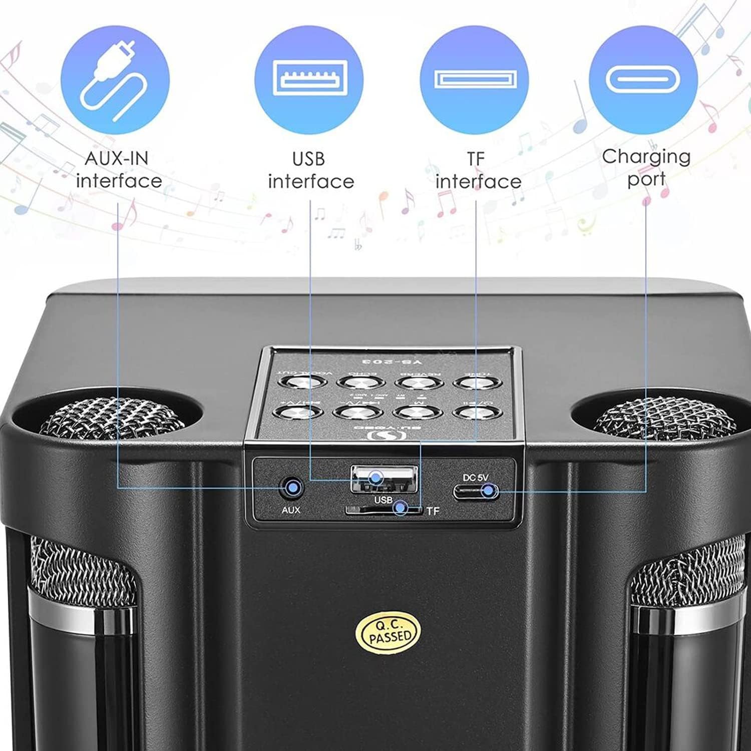 Karaoke Machine with Two Wireless Microphones 