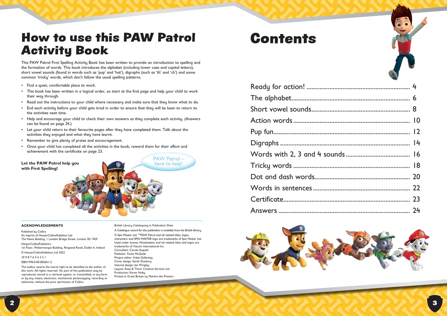 PAW Patrol First Spelling Activity Book