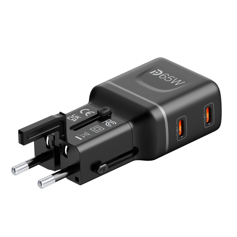 Mazer InfiniteTravel Pocket GaN PD65W 2C Travel Charger - Black
