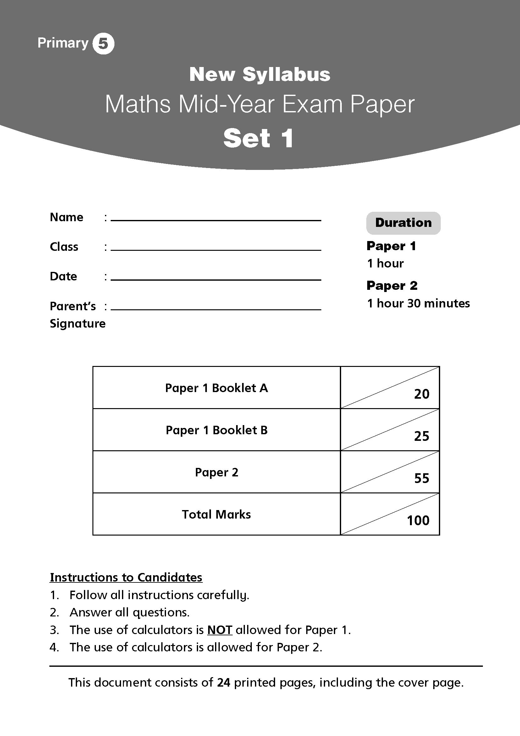 Primary 5 New Syllabus Maths Exam Papers