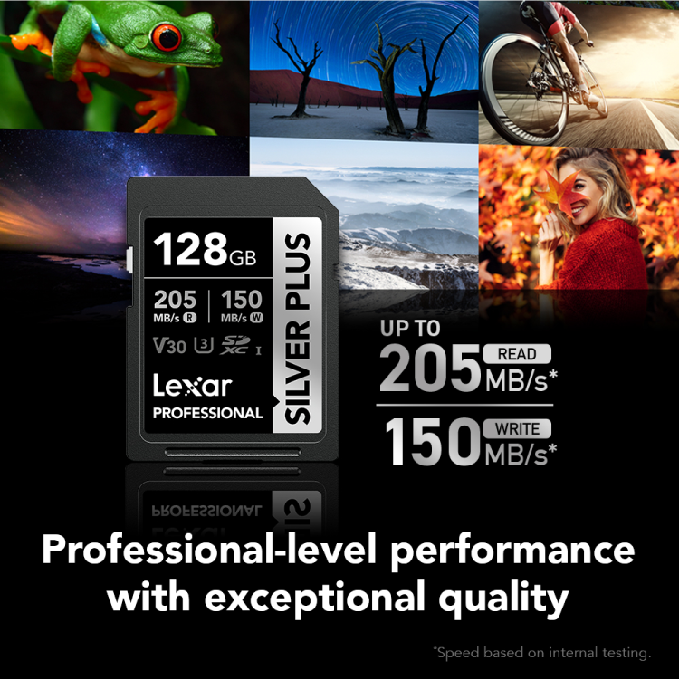 Lexar 128GB Silver Plus SDXC C10 R205/W150 Memory Card