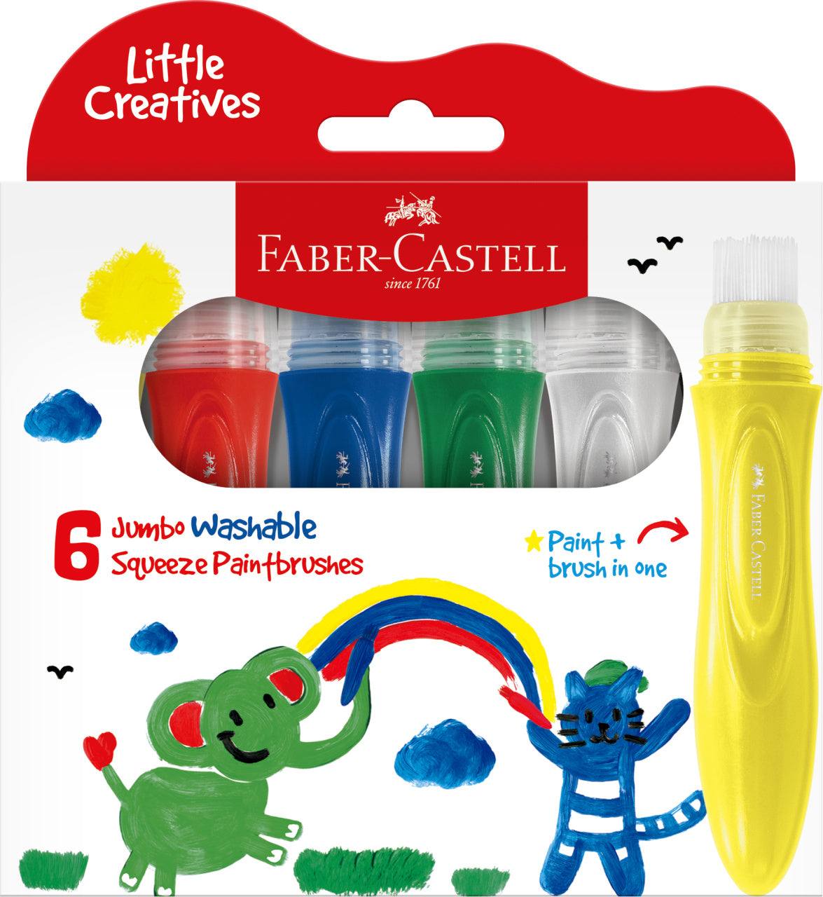 Faber-Castell Little Creatives Jumbo Washable Squeezing PaintBrush BOX/6-37-010230