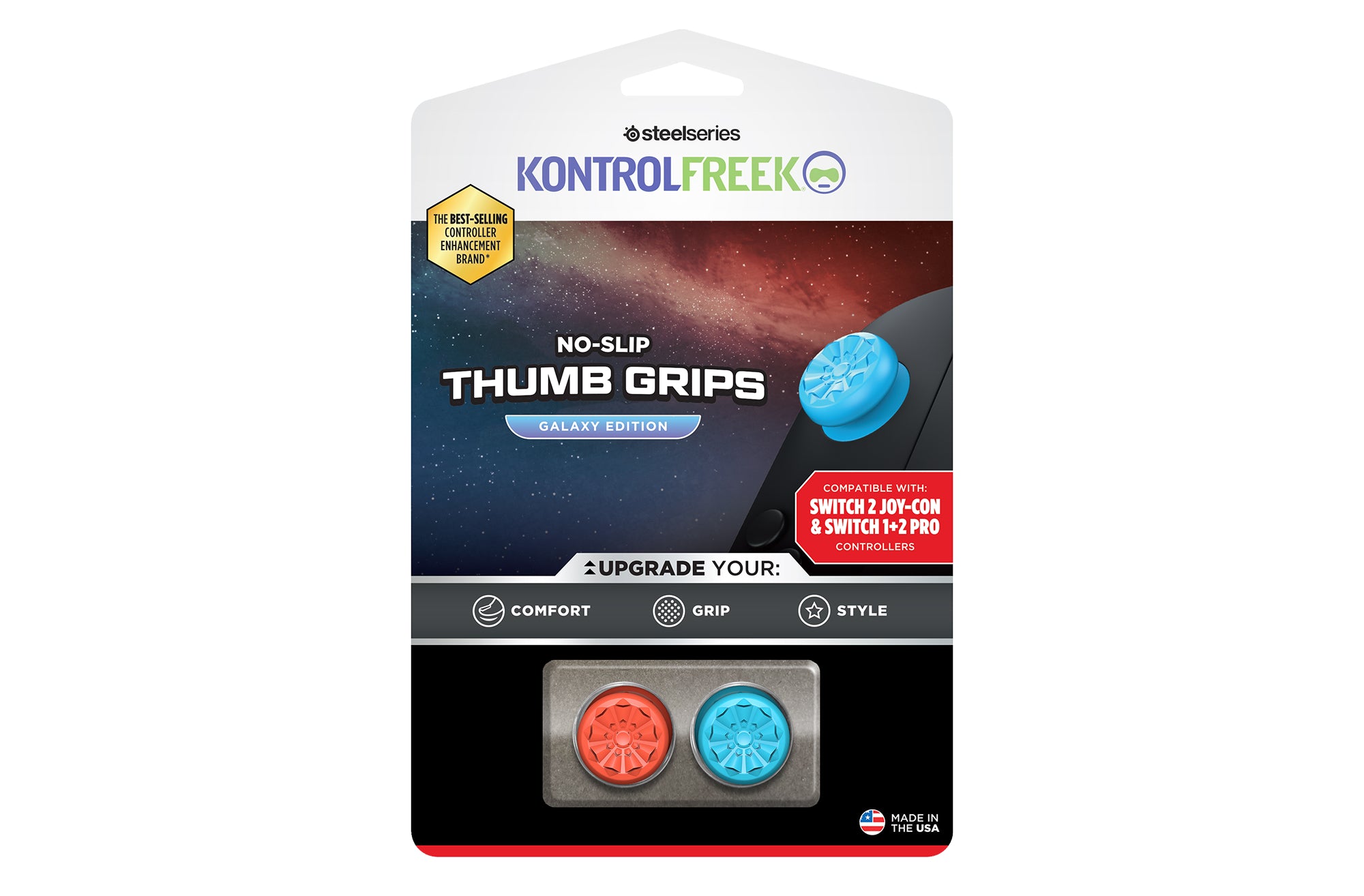 KONTROLFREEK Thumb Grips Galaxy Edition - Red and Blue Nintendo Switch 2 Thumb Grips