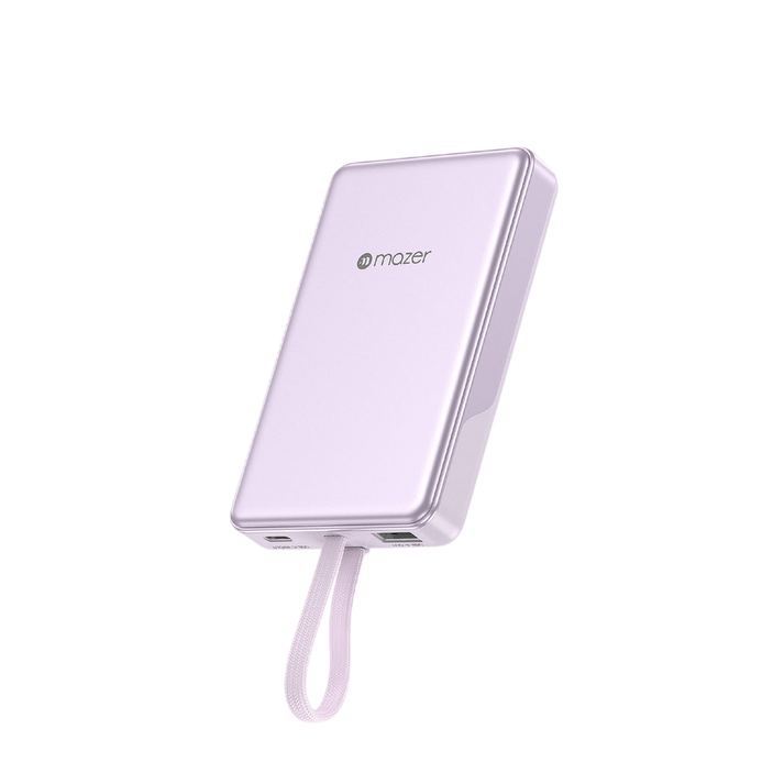 Mazer PowerCharge Link 10,000mAh PD/PPS 35W (Built-in USB-C Cable) Power Bank (CCC + QR) - Lavender