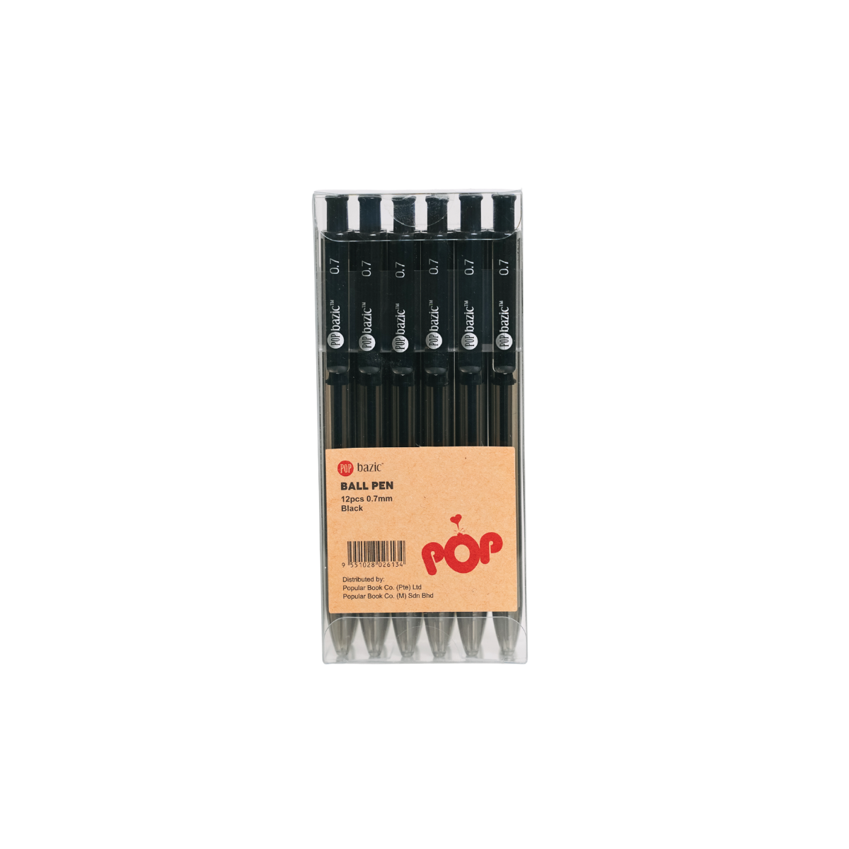 Pop Bazic Ball Pen 0.7mm 12s Black