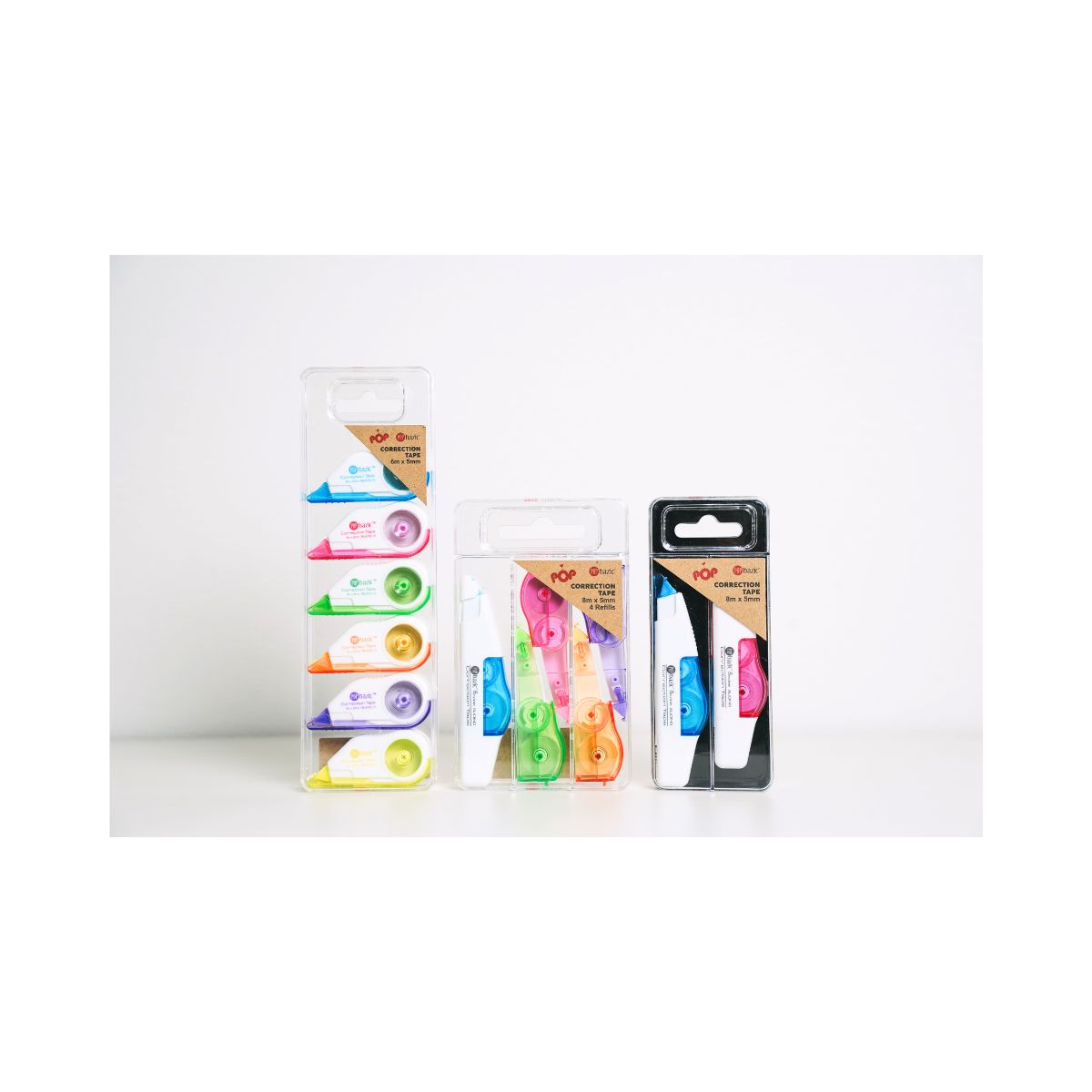 Pop Bazic Correction Tape Ym928 (5mm x 8m, 2-Pack)