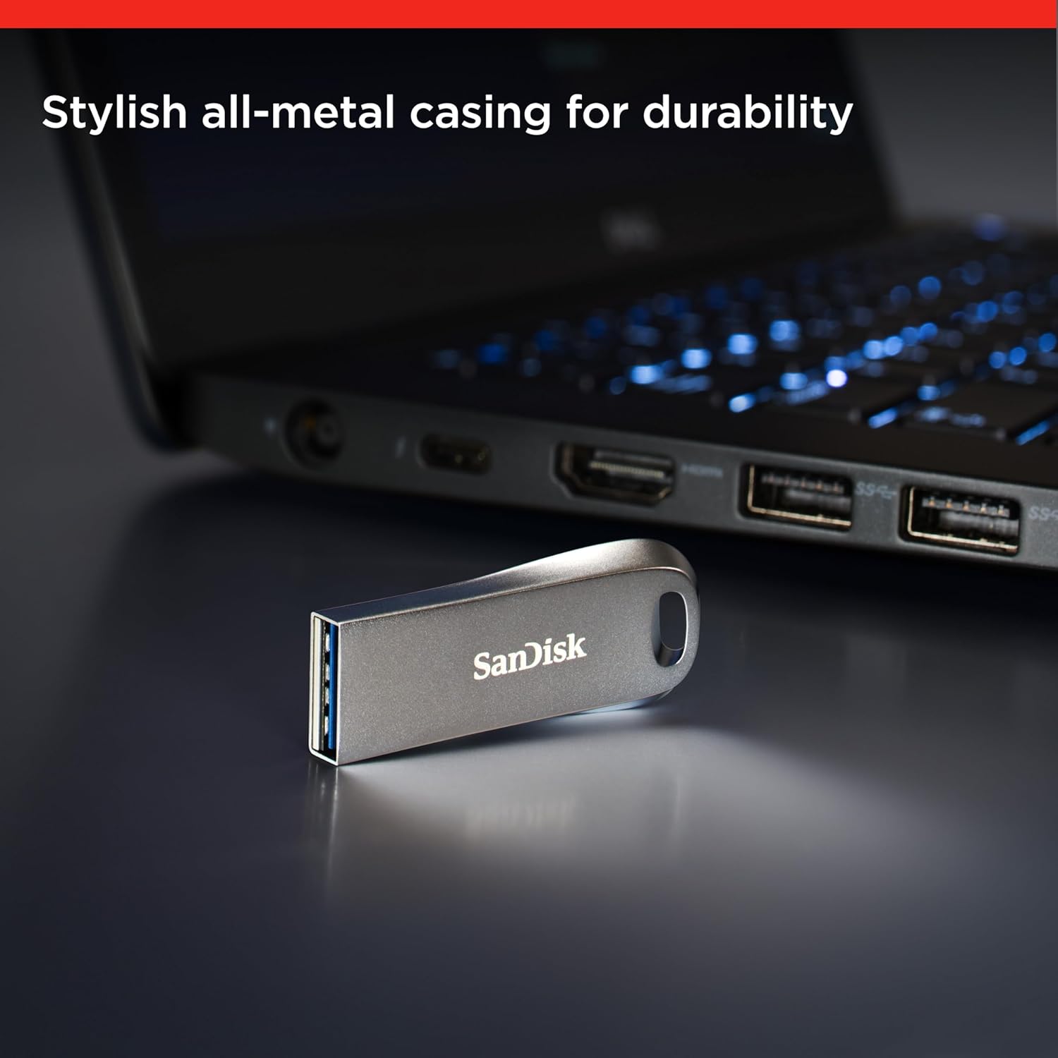 SanDisk SDCZ74-064G-G46 Cruzer Ultra Luxe USB 3.1 Flash Drive, Silver, 64GB