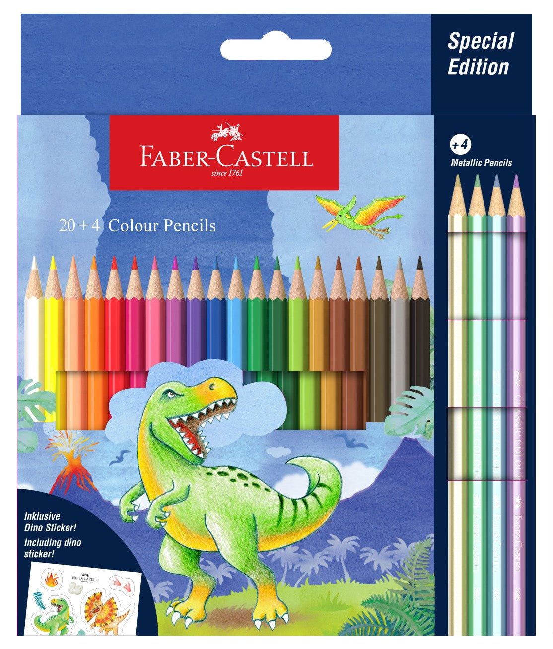 Faber-Castell Colour Pencils Dinosaur, 20 + 4 Metallic Colours-115126