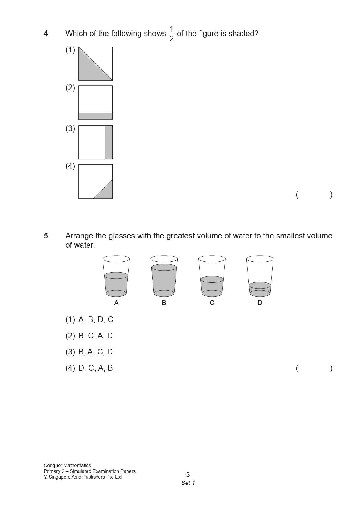 Conquer Mathematics Primary 2 Simulated Examination Papers