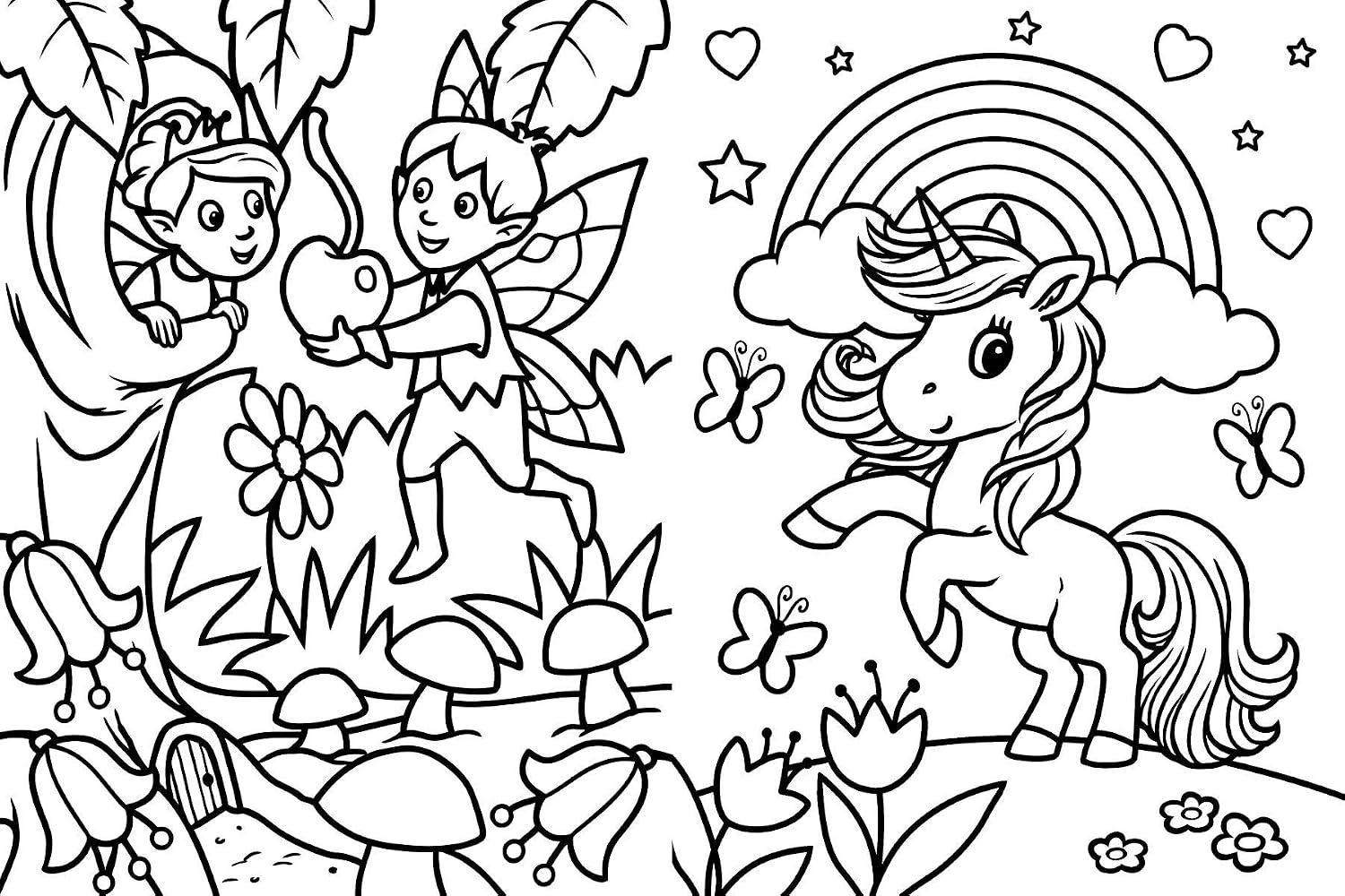 Unicorns, Fairies and Mermaids Colouring Book (Paperback)