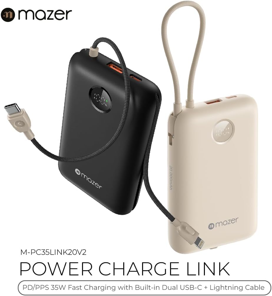 Mazer PD35W 20000mAh Power Bank - Cream (M-PC35LINK20V2-CR)