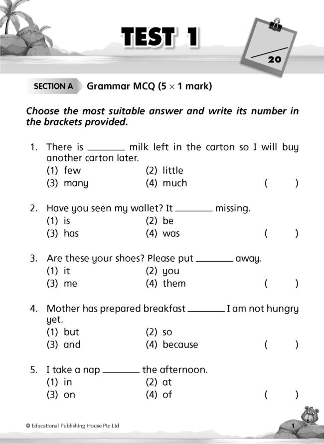 Primary 1 English Class Tests