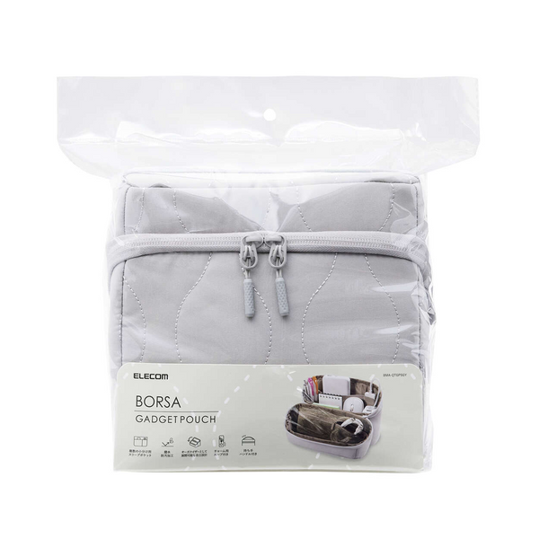 Elecom BMA-QTGPSGY Quilted Gadget Pouch, Stand Type