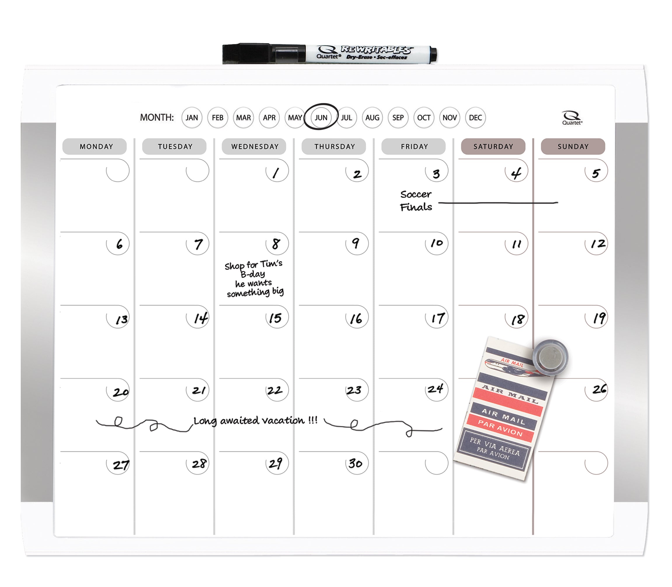 Quartet White Frame Magnetic Planner 11"x14" (#mhop1114)