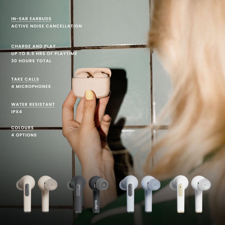 Sudio N2 Pro True Wireless Bluetooth in-Ear Earbuds with ANC - Multipoint Connection, IPX4 Water Resistant, USB-C and Wireless Charging, Microphone, 30h Play Time with Charging Case (Black)