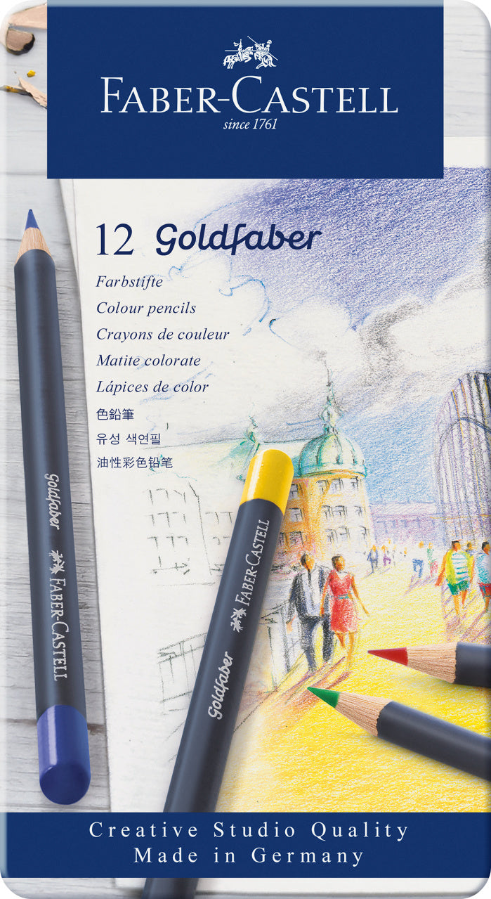 Faber-Castell Goldfaber Colour Pencils in Tin, 12 Colours-114712