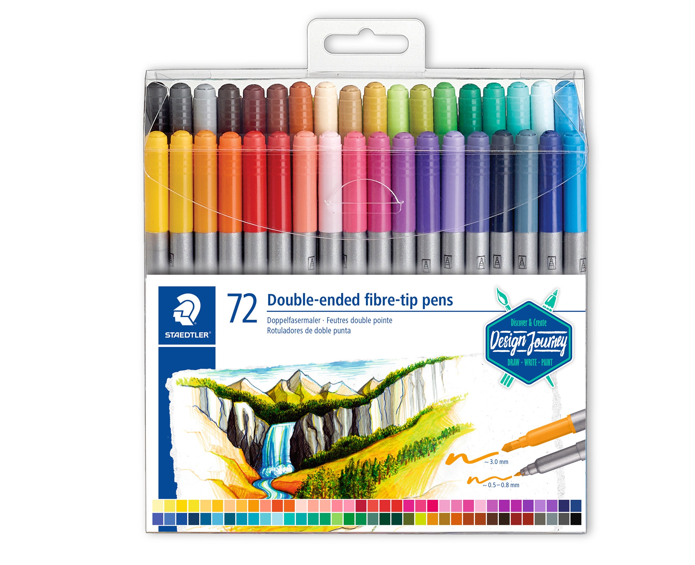 STAEDTLER DOUB-ENDED FIBRE-TIP PENS 72COL