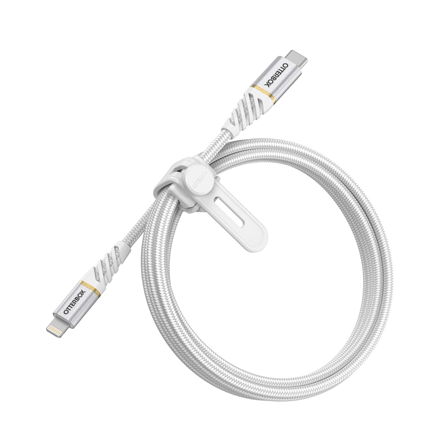 OtterBox Reinforced Braided Premium USB-C to Lightning Cable, Mfi Certified, Fast Charging Cable for iPhone and iPad, Ultra Robust and Tested for Flexibility and Flexibility, 1 m, White
