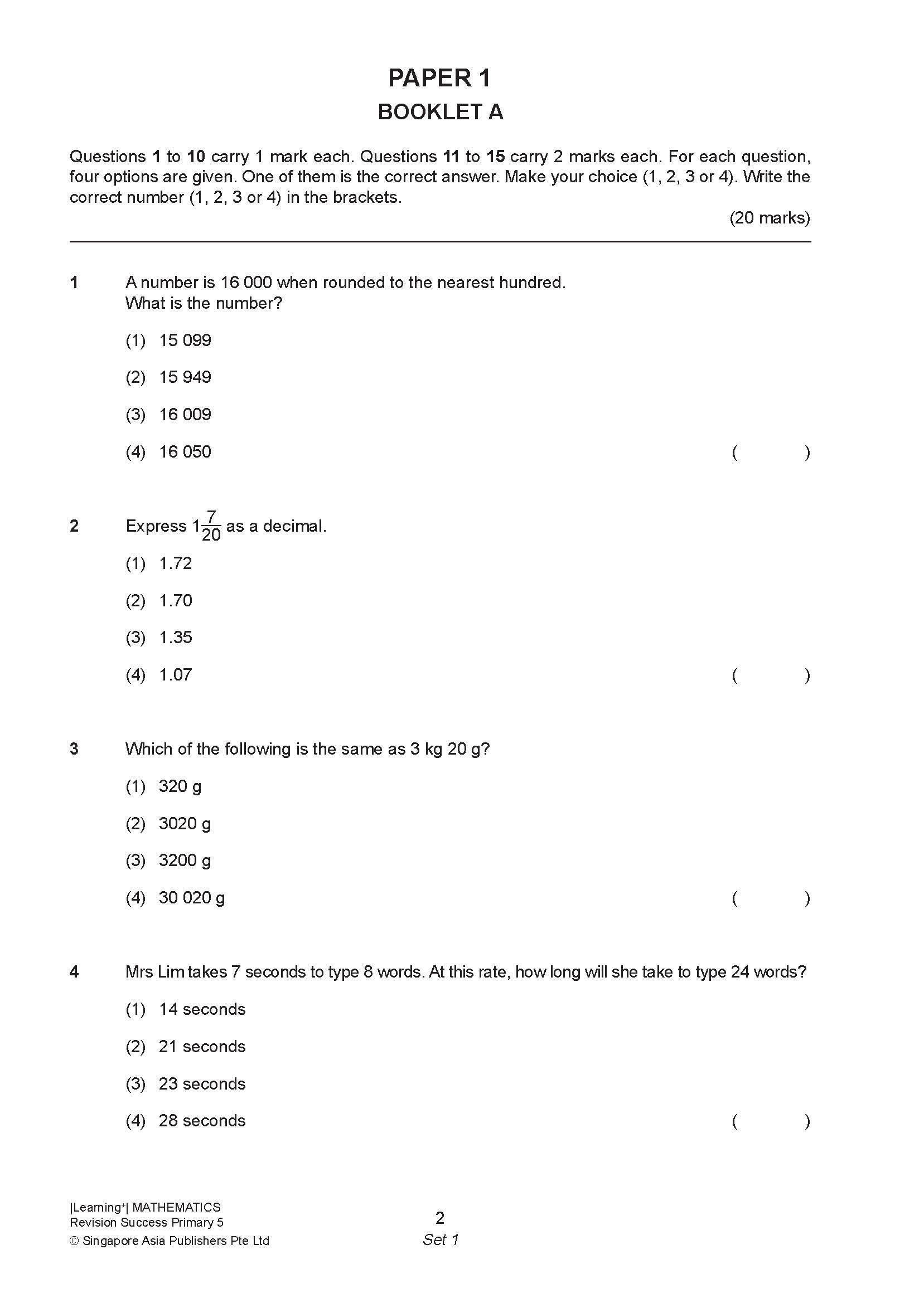 Learning+ Mathematics Revision Success Primary 5