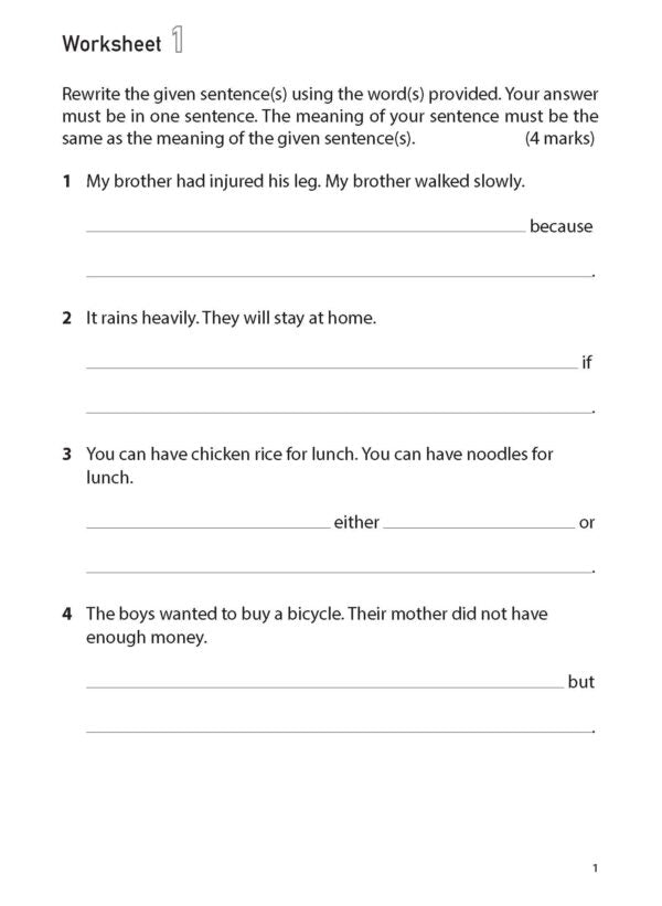 100 English Worksheets Primary 3 – Synthesis & Transformation