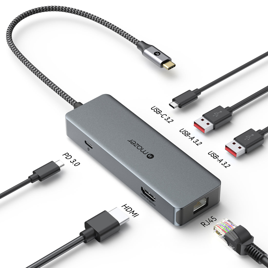 Mazer InfiniteLinkPro Hub61 6-in-1 USB-C Multimedia Hub Grey