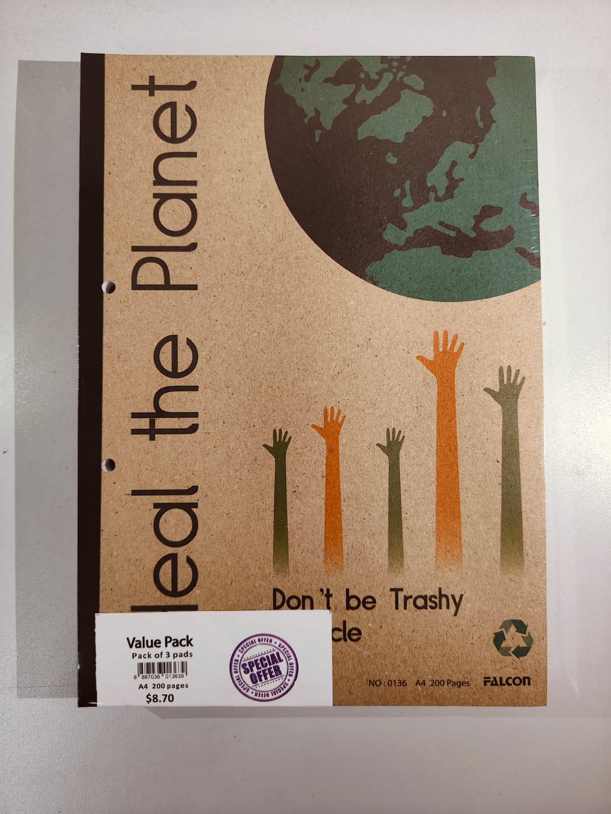 FALCON A4 HEAL THE PLANET PAD ( PACK OF 3 )