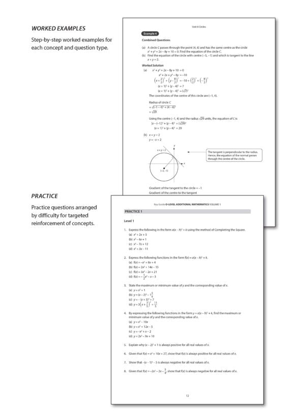 Key Guide O-Level Additional Mathematics Key Concepts, Worked Examples & Practice Volume 1
