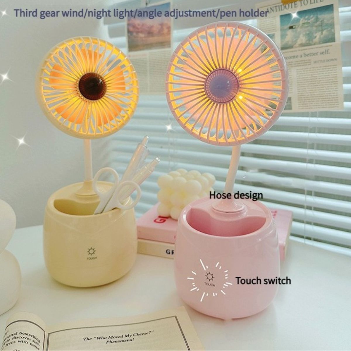Desk fan with Front Pen Holder 