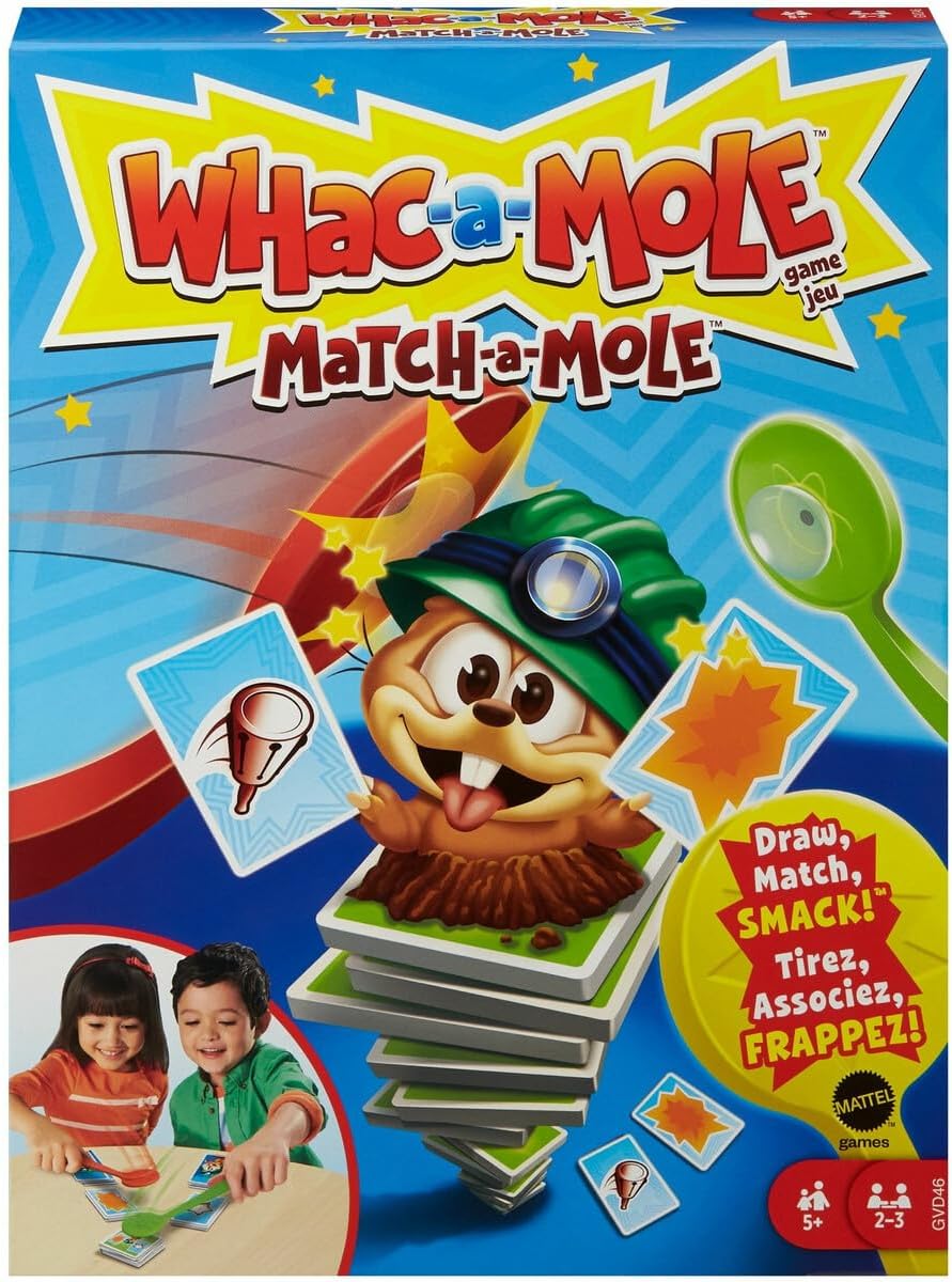 MATTEL WHAC A MOLE MATCH A MOLE KIDS CARD MATCHING GAME