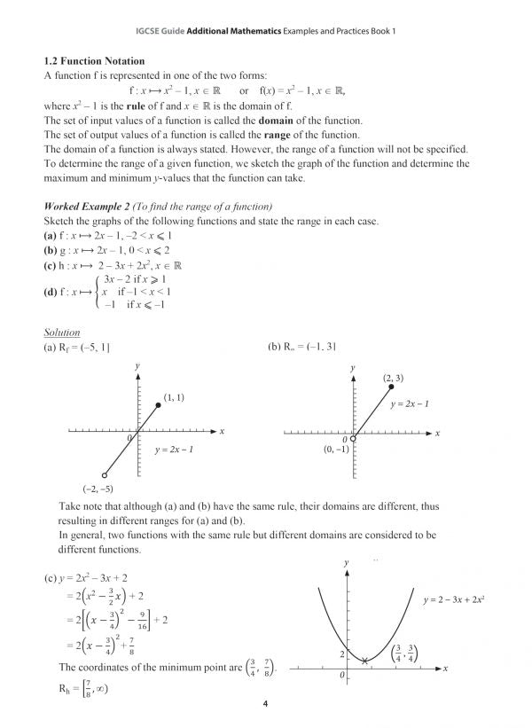 IGCSE Guide Additional Mathematics Examples & Practices Book 1