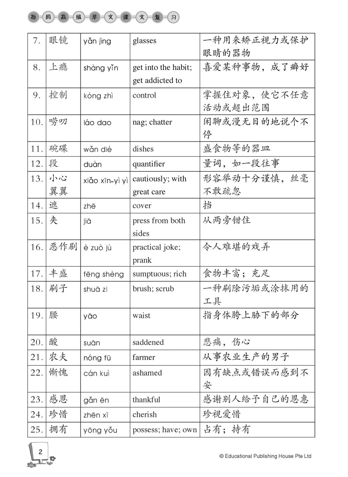 Primary 5B Higher Chinese Weekly Revision 每周高级华文课文复习