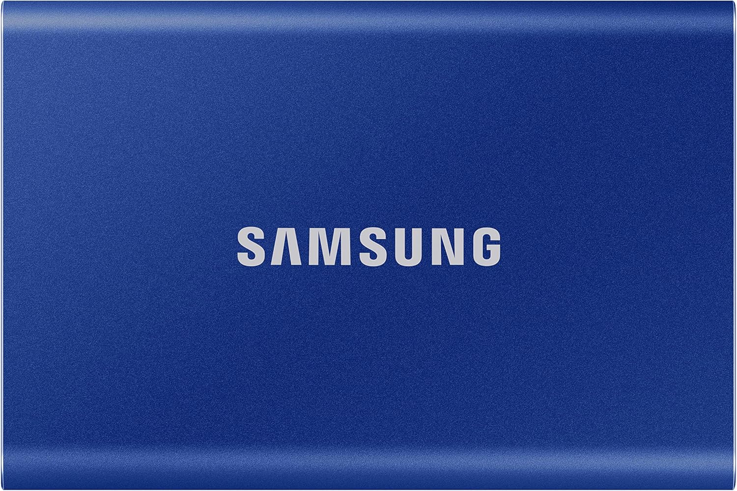 SAMSUNG MU-PC1T0H/WW T7 USB 3.2 Portable Solid State Drive, 1TB, Indigo Blue