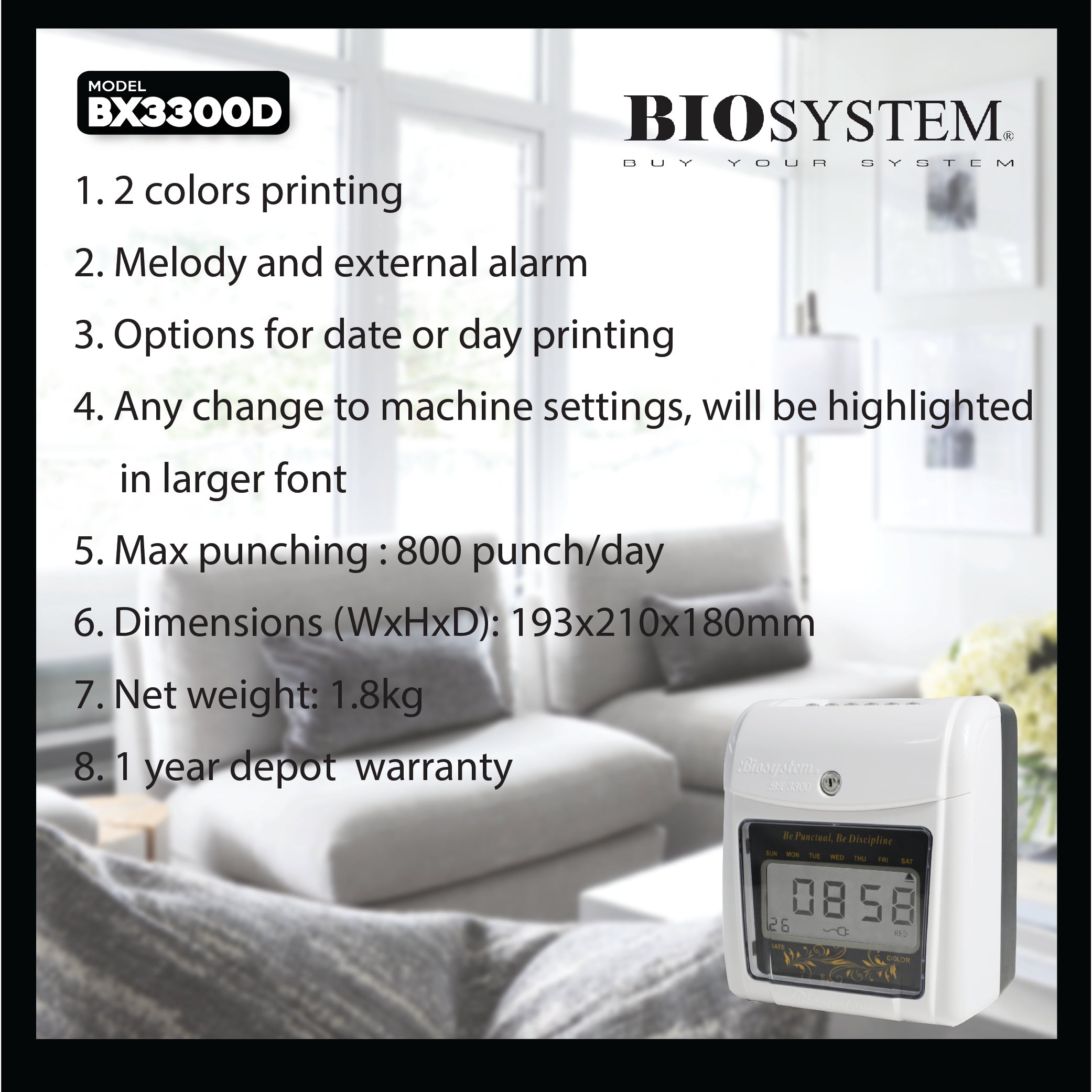 Biosystem Time Recorder Bx3300d