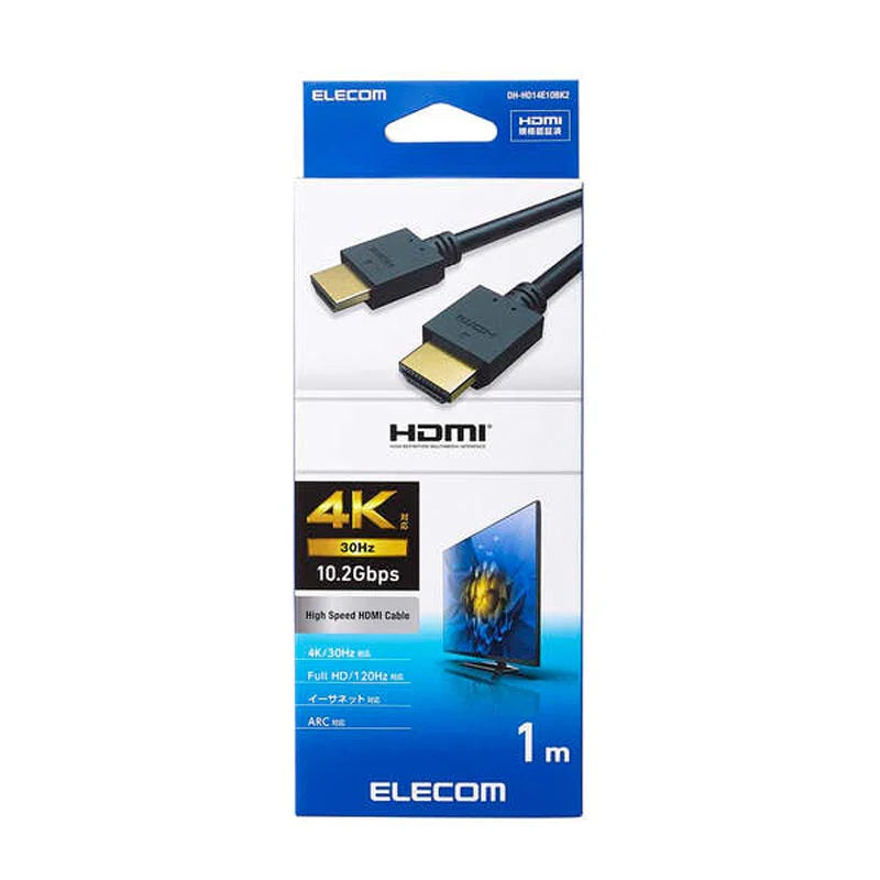 Elecom DH-HD14E10BK2 Ver 1.4 High Speed HDMI Cable 1M (Black)