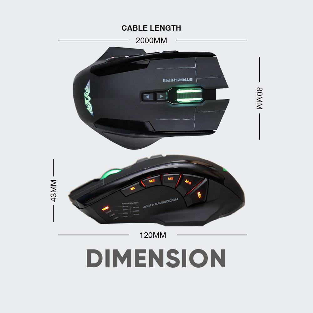 Armaggeddon NRO-5 Starship III RGB Laser Gaming Mouse