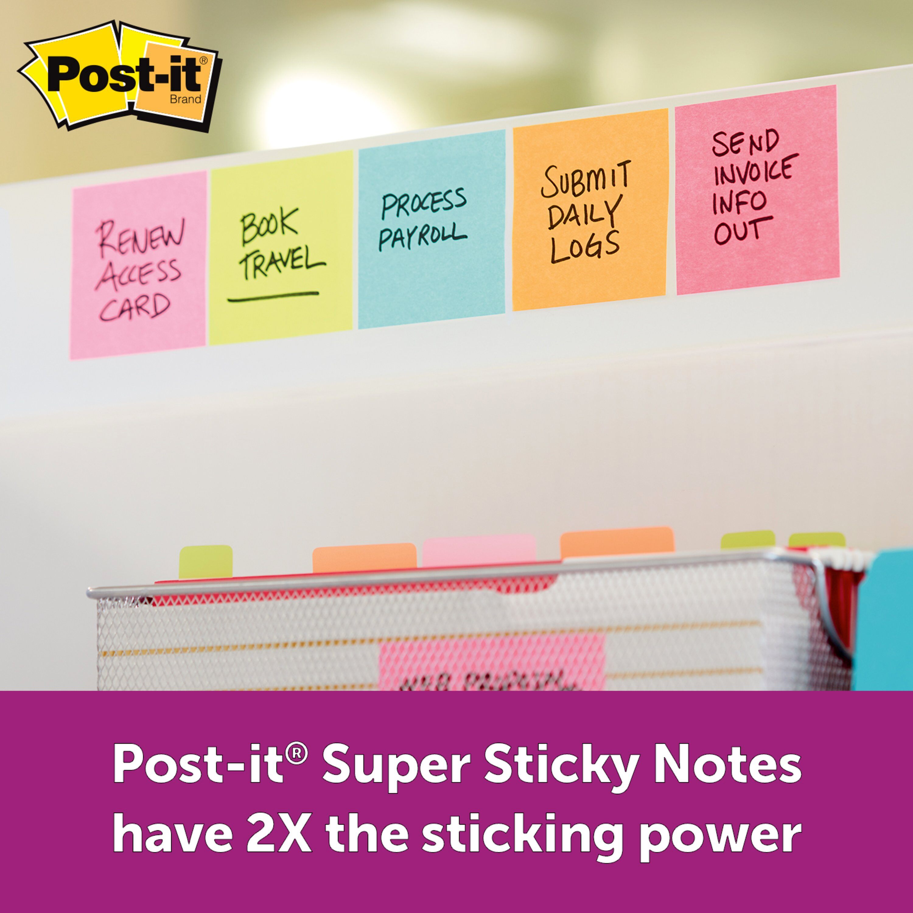 Post-it® 654-10SSMIA Supernova Neon Super Sticky Notes, 3x3" 10pads
