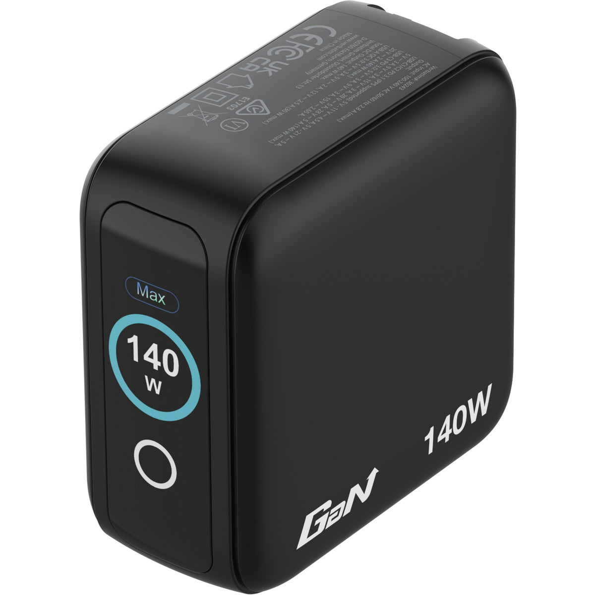 Verbatim 4-Port 140W Mini GaN Charger with Display (US/EU/UK/AU) Black