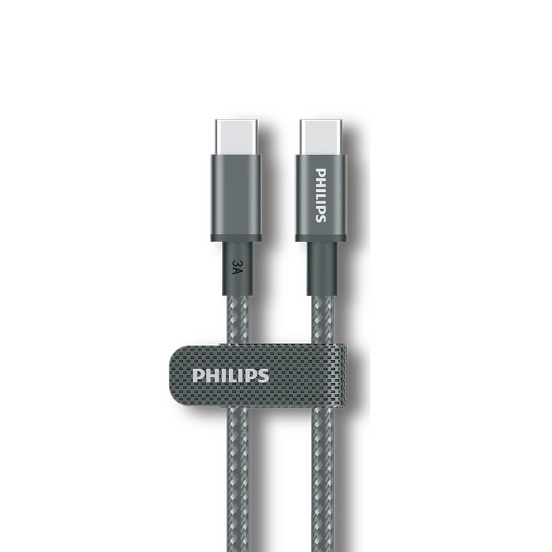 Philips DLC5060C/00 C-C Cable 2m 3A Black Braided 480Mbps