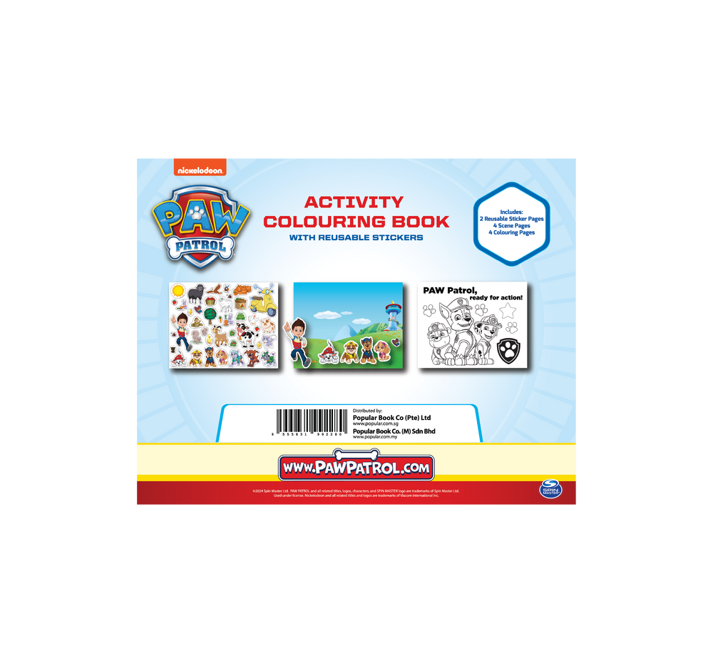 PAW PATROL ACTIVITY COLOURING BOOK WITH REUSABLE STICKERS AB-1