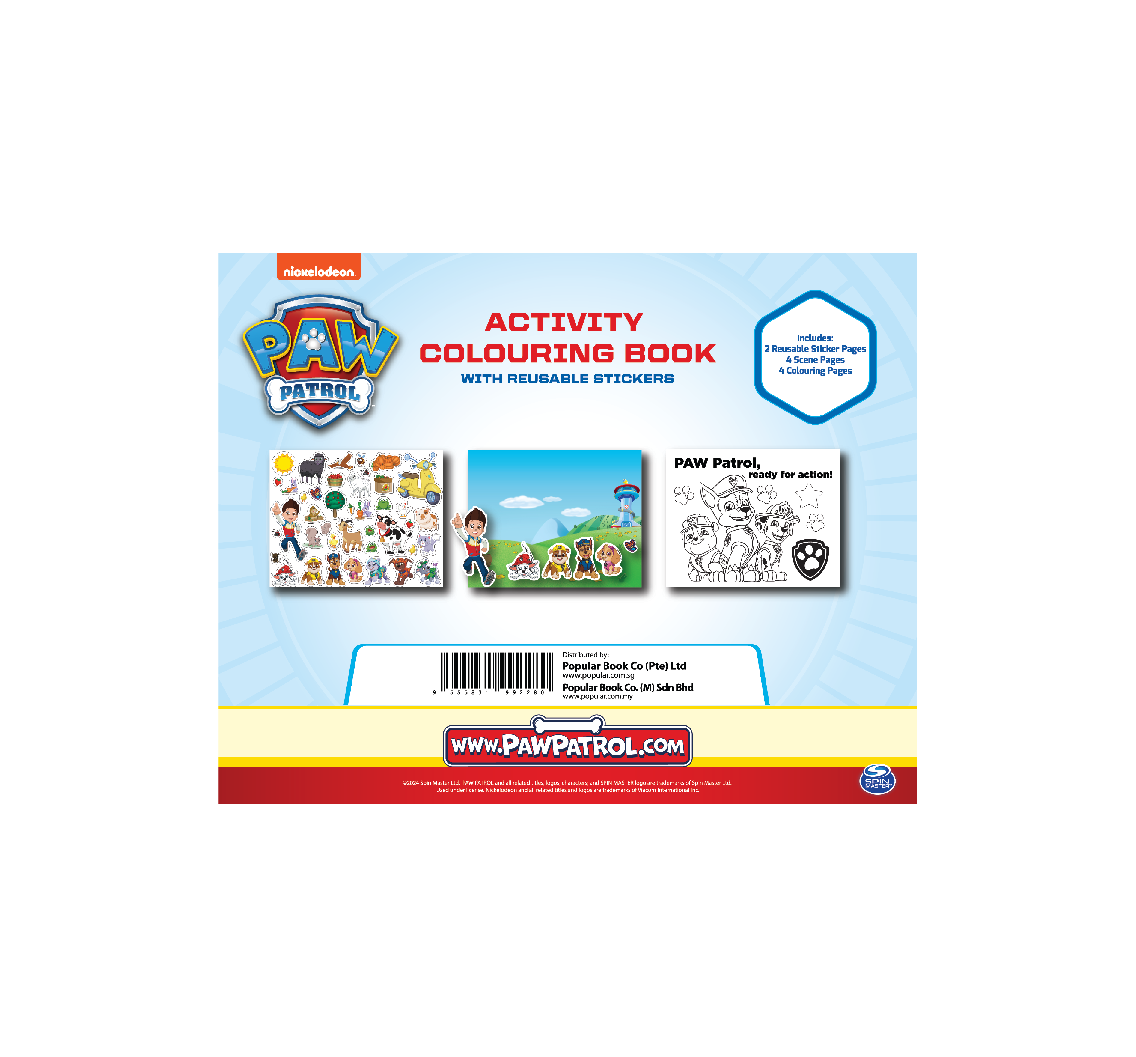 PAW PATROL ACTIVITY COLOURING BOOK WITH REUSABLE STICKERS AB-1
