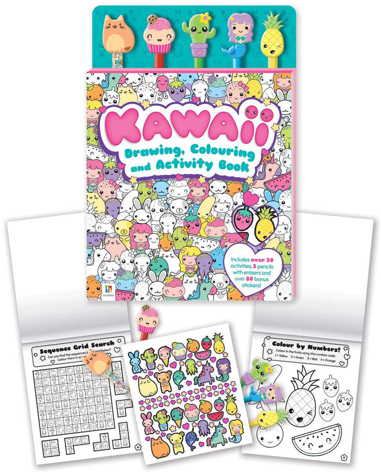 Kawaii Drawing, Colouring and Activity Book (5-Pencil Sets) (Paperback – Coloring Book)