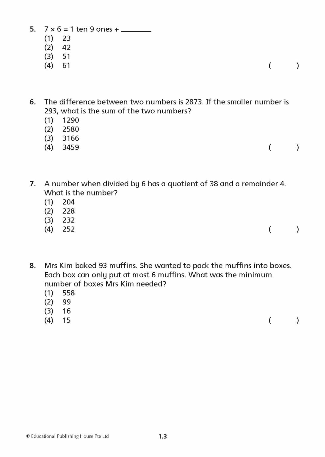 Primary 3 Maths Mid-Year Review Papers