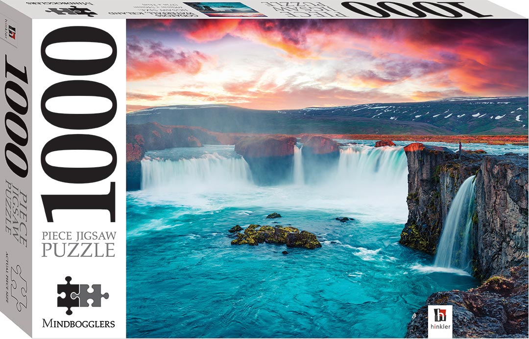 HINKLER MINDBOGGLERS 1000 PIECE JIGSAW PUZZLE GODAFOSS WATERFALL ICELAND