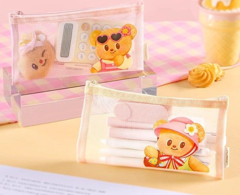  Nusign Butterbear Mesh Pencil Bag - 2 Assorted Designs 