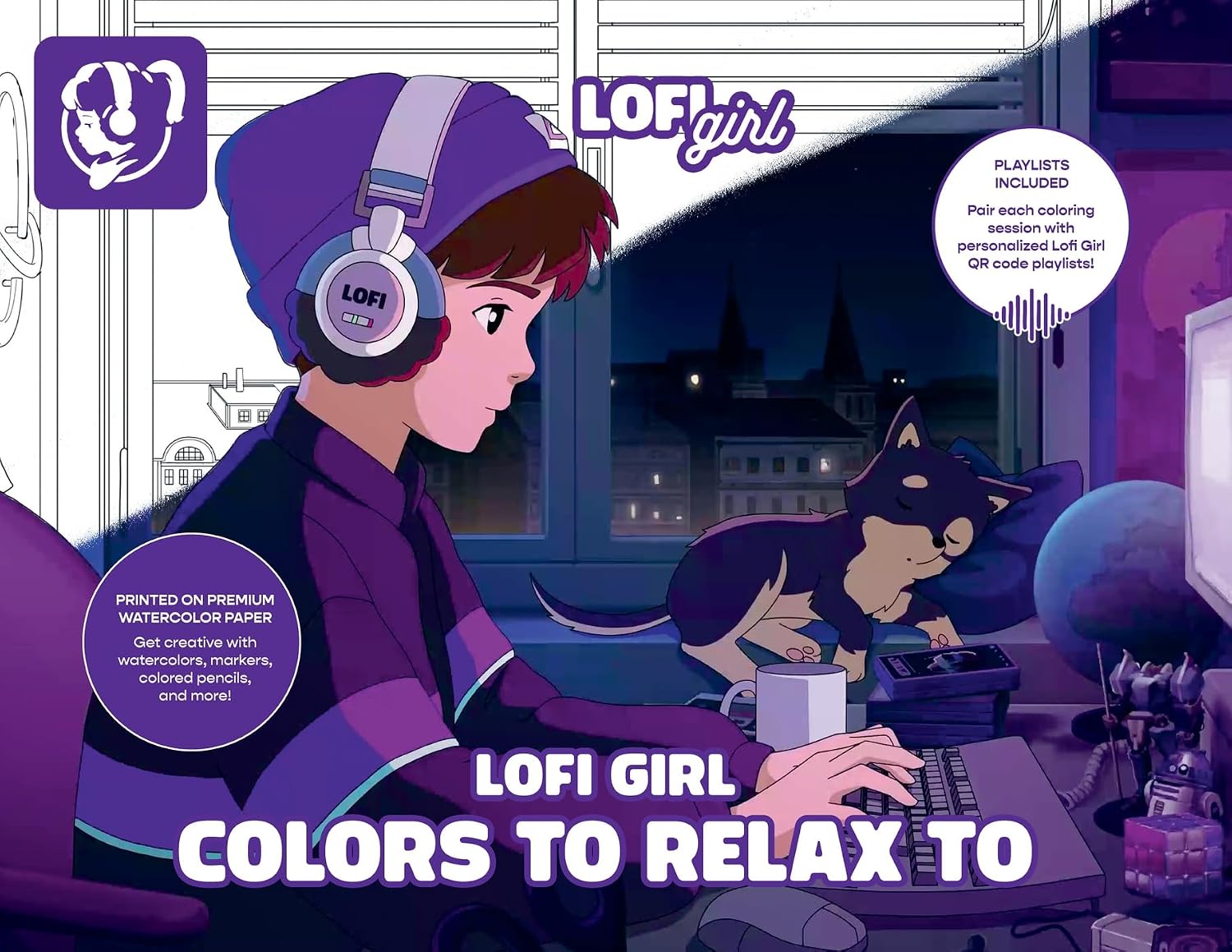 Lofi Girl Colors to Relax To: A Mindful Coloring Escape Paired with Curated Playlists (Lofi Girl Creative Escapes) Paperback