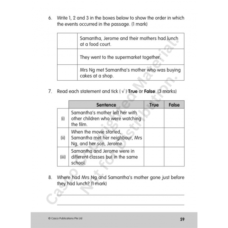 English Comprehension Worksheets Primary 2