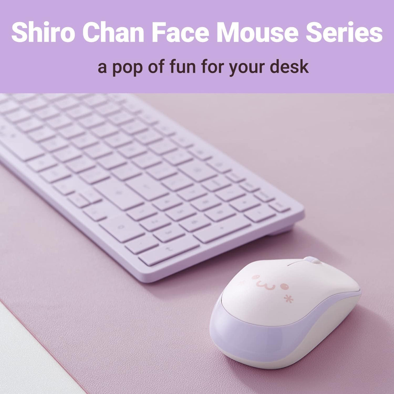 ELECOM Cute Face Mouse, 2.4GHz USB Wireless, Ambidextrous Design, Silent Click, Lightweight, Portable, Girly Pink Purple Computer Mice, Plug and Play, Girls and Kids, for PC, Laptop, Windows and Mac